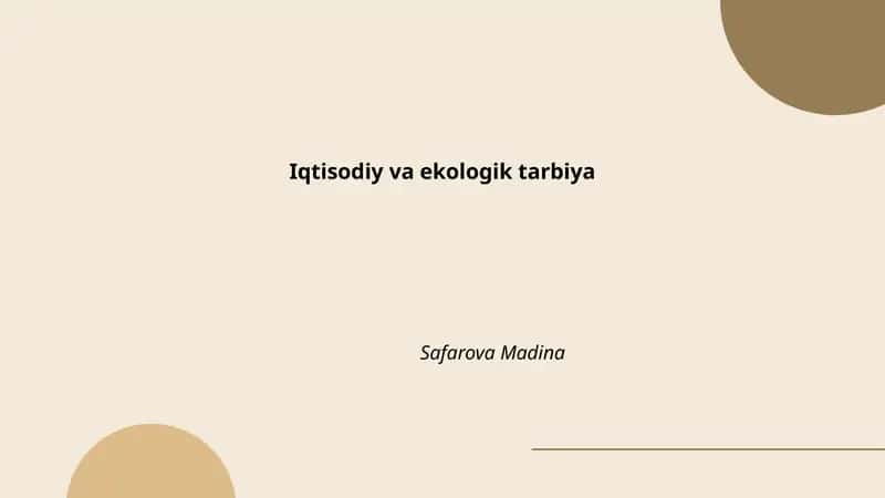 Iqtisodiy va ekologik tarbiya