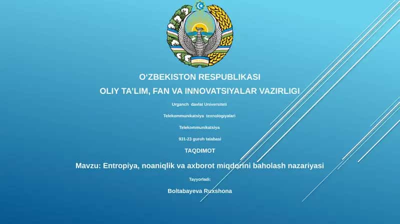 Entropiya, noaniqlik va axborot miqdorini baholash nazariyasi