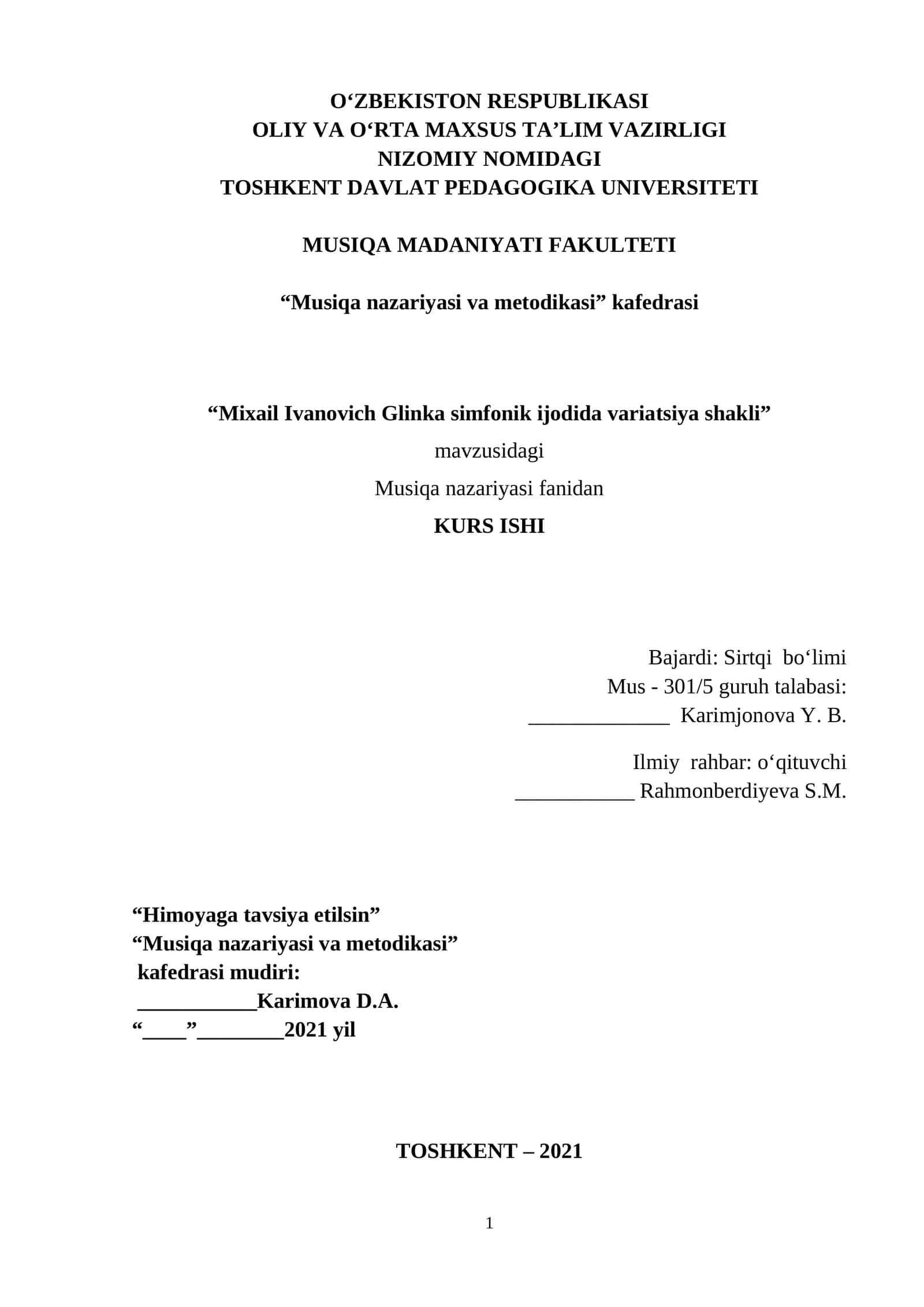 Musiqa nazariyasi va metodikasi