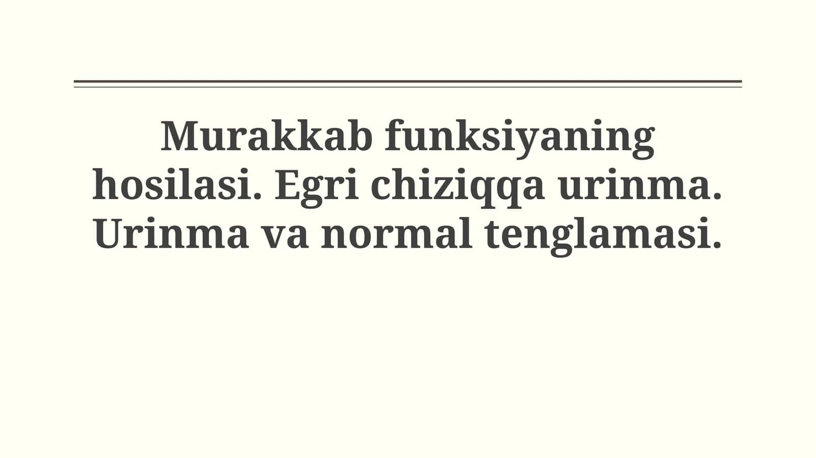 Murakkab funksiyaning hosilasi
