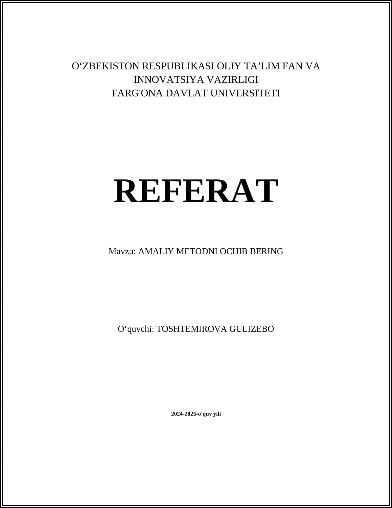 AMALIY METODNI OCHIB BERING