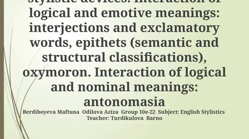 Lexical expressive means and stylistic devices
