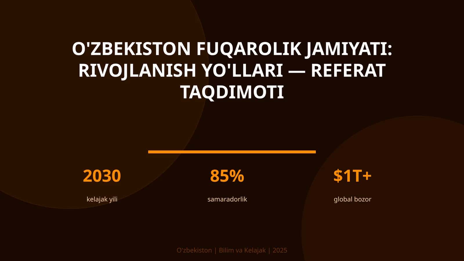 O'zbekiston fuqarolik jamiyati: rivojlanish yo'llari — referat taqdimoti