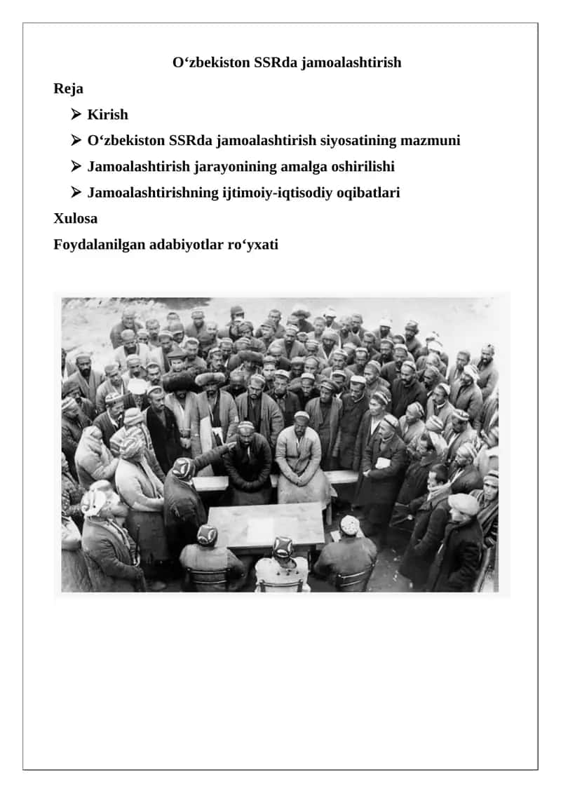 O‘zbekiston SSRda jamoalashtirish