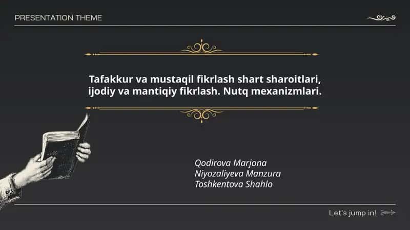 Tafakkur va mustaqil fikrlashning mohiyati va ta'rifi