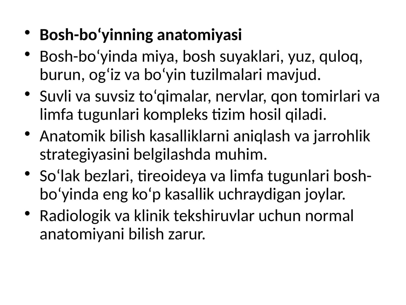 Bosh-bo‘yining anatomiyasi