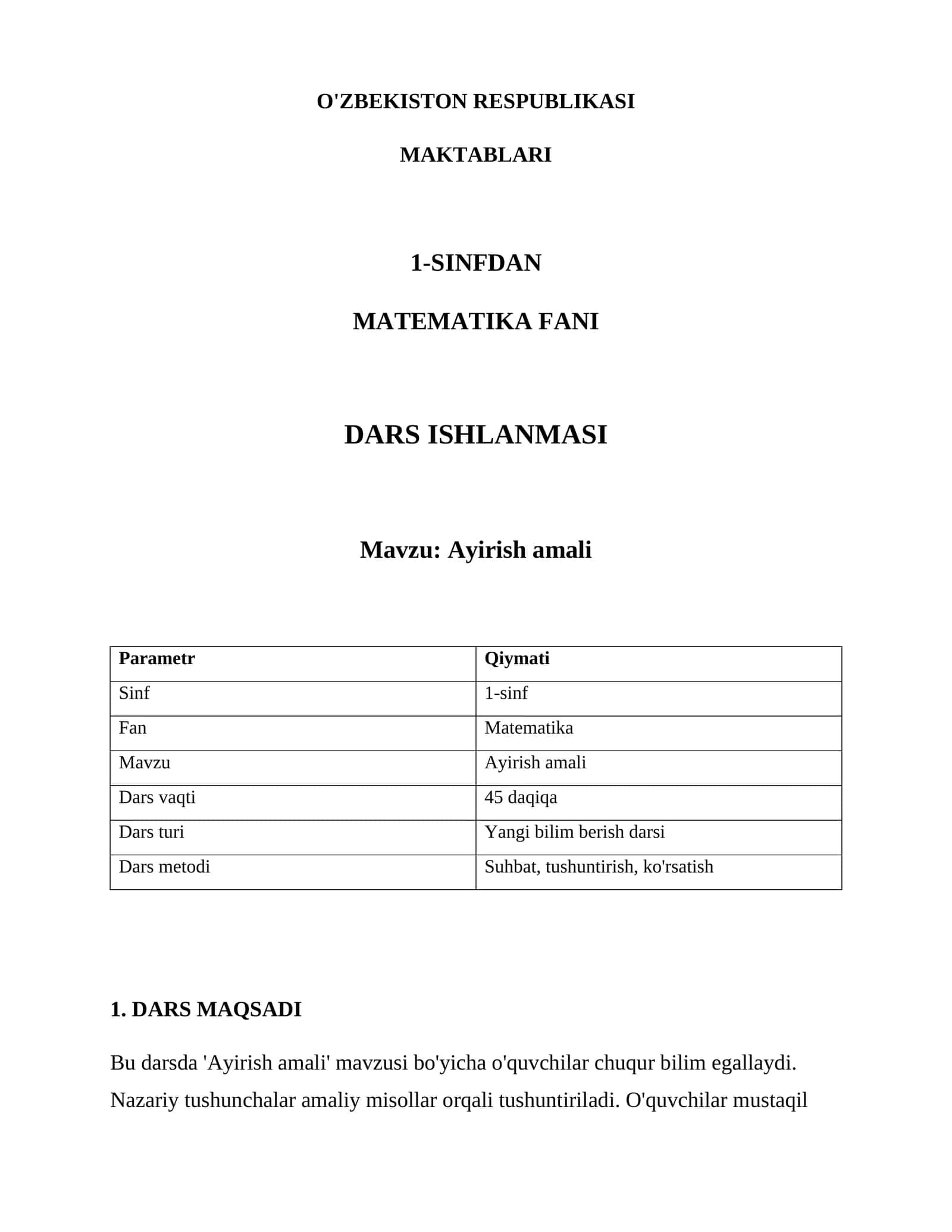 Ayirish amali