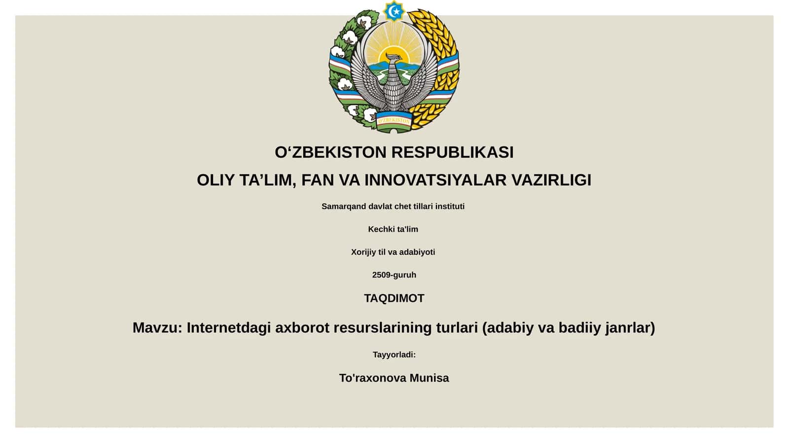 Internetdagi axborot resurslarining turlari (adabiy va badiiy janrlar)