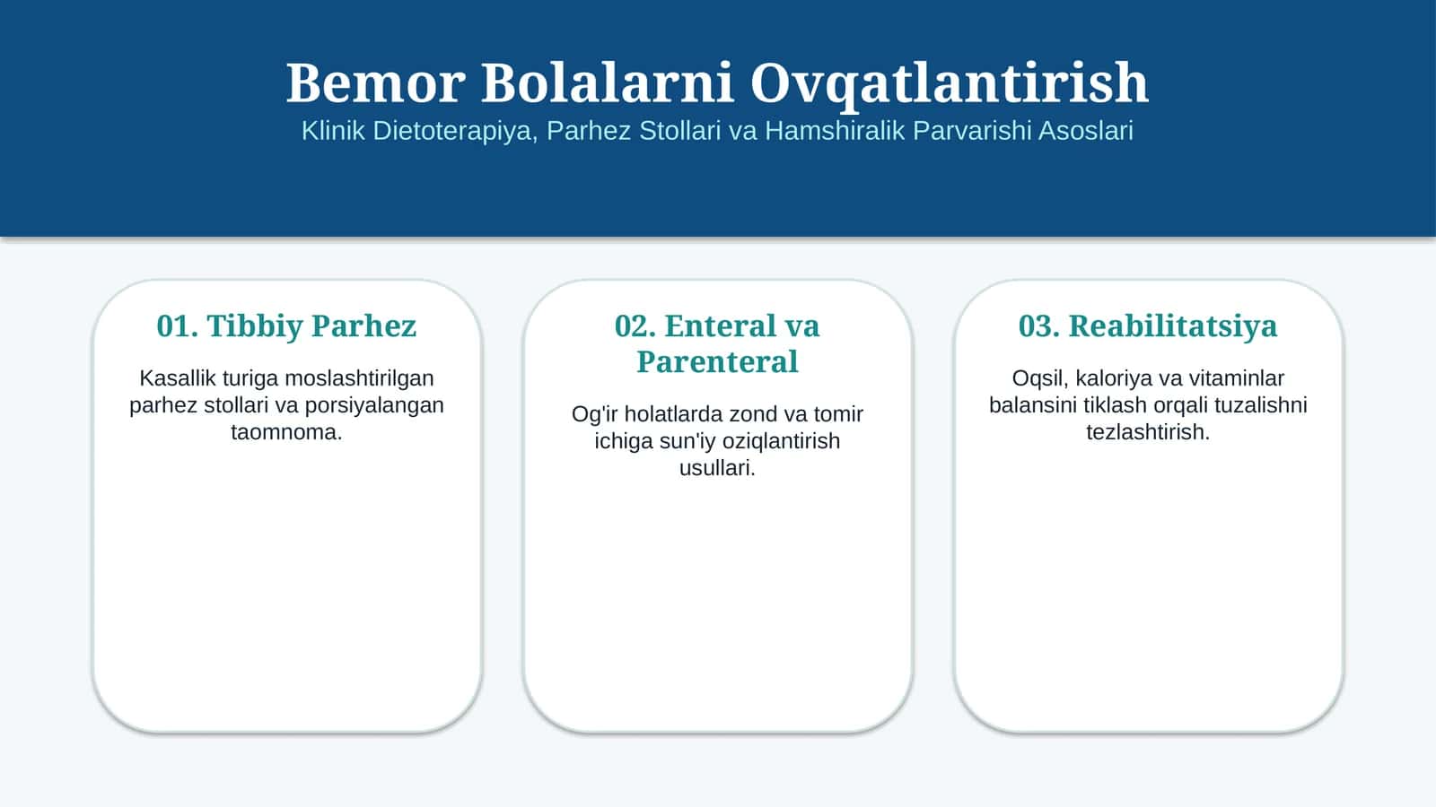 Bemor bolalarni ovqatlantirish — 15 slaydli taqdimot