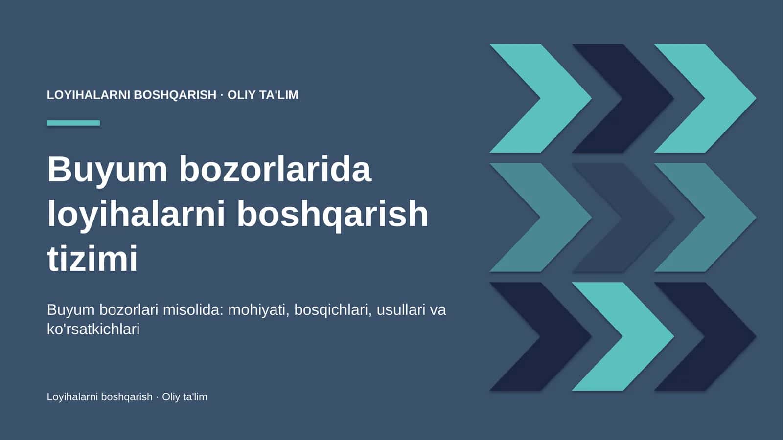 Loyihalarni boshqarish · Oliy ta'lim