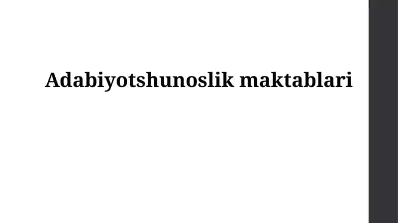 Adabiyotshunoslik maktablari