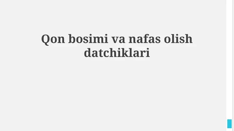Qon bosimi va nafas olish datchiklari