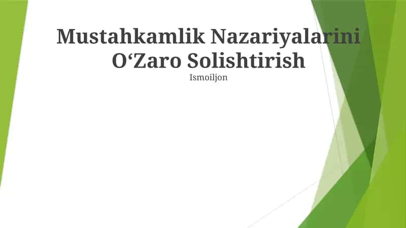 Mustahkamlik Nazariyalarini OʻZaro Solishtirish
