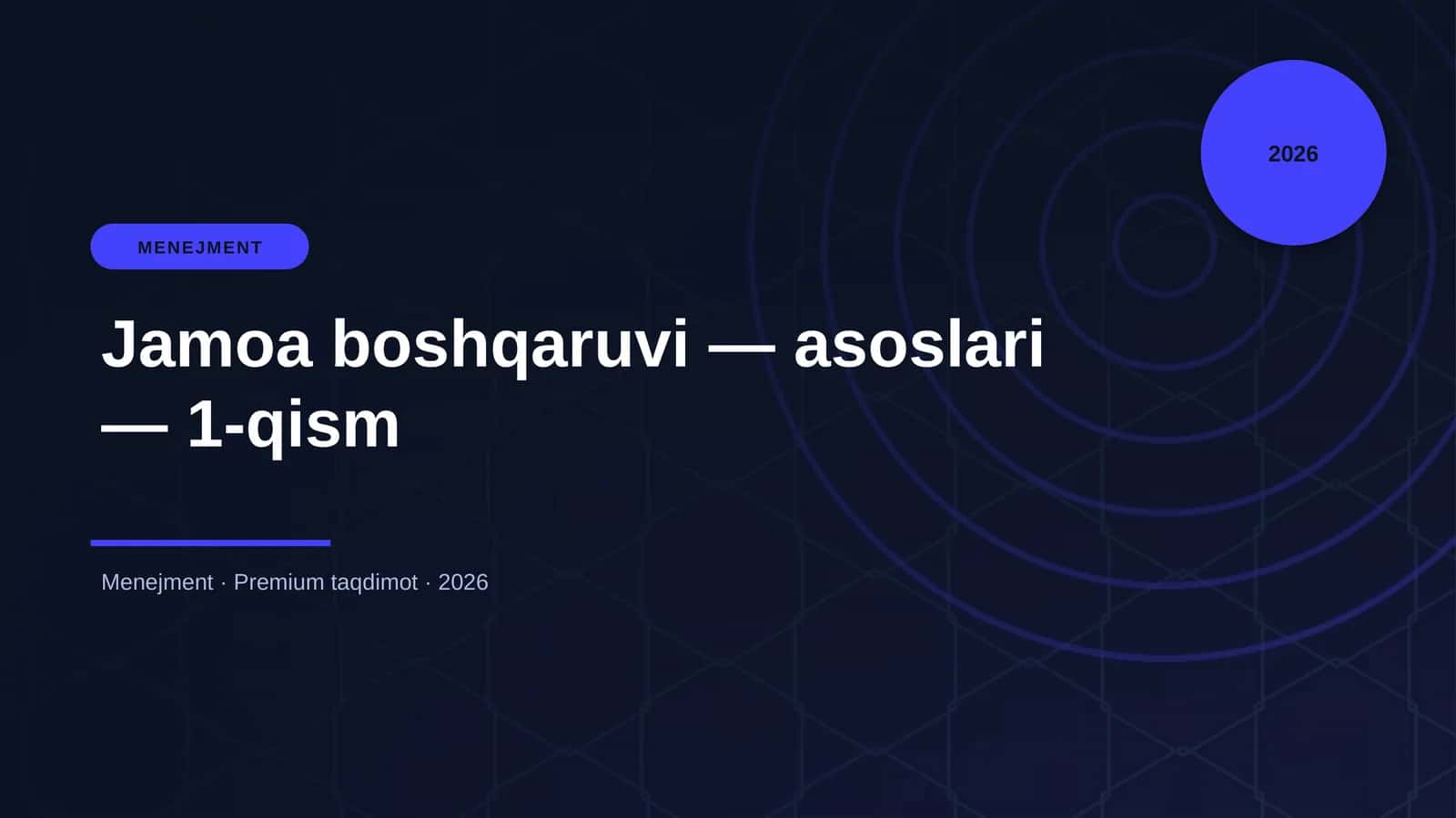 Jamoa boshqaruvi — asoslari — 1-qism