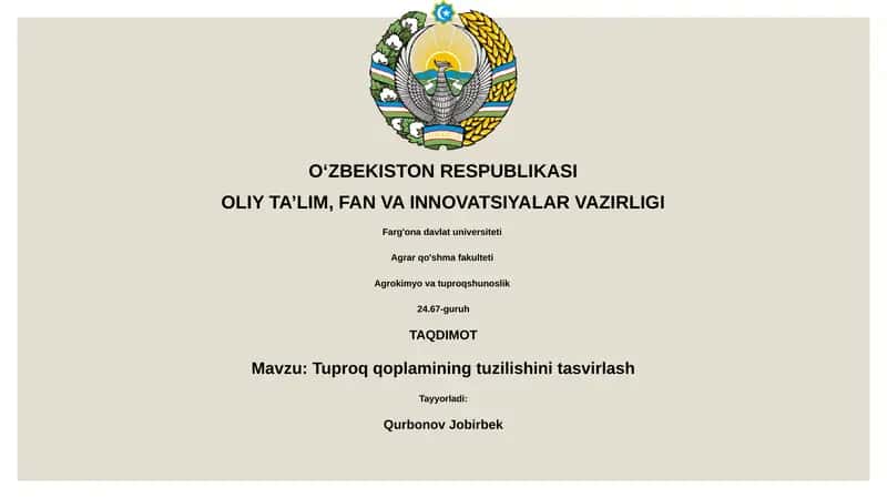 Tuproq qoplamining tuzilishini tasvirlash