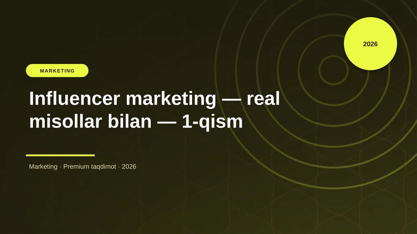Influencer marketing — real misollar bilan — 1-qism