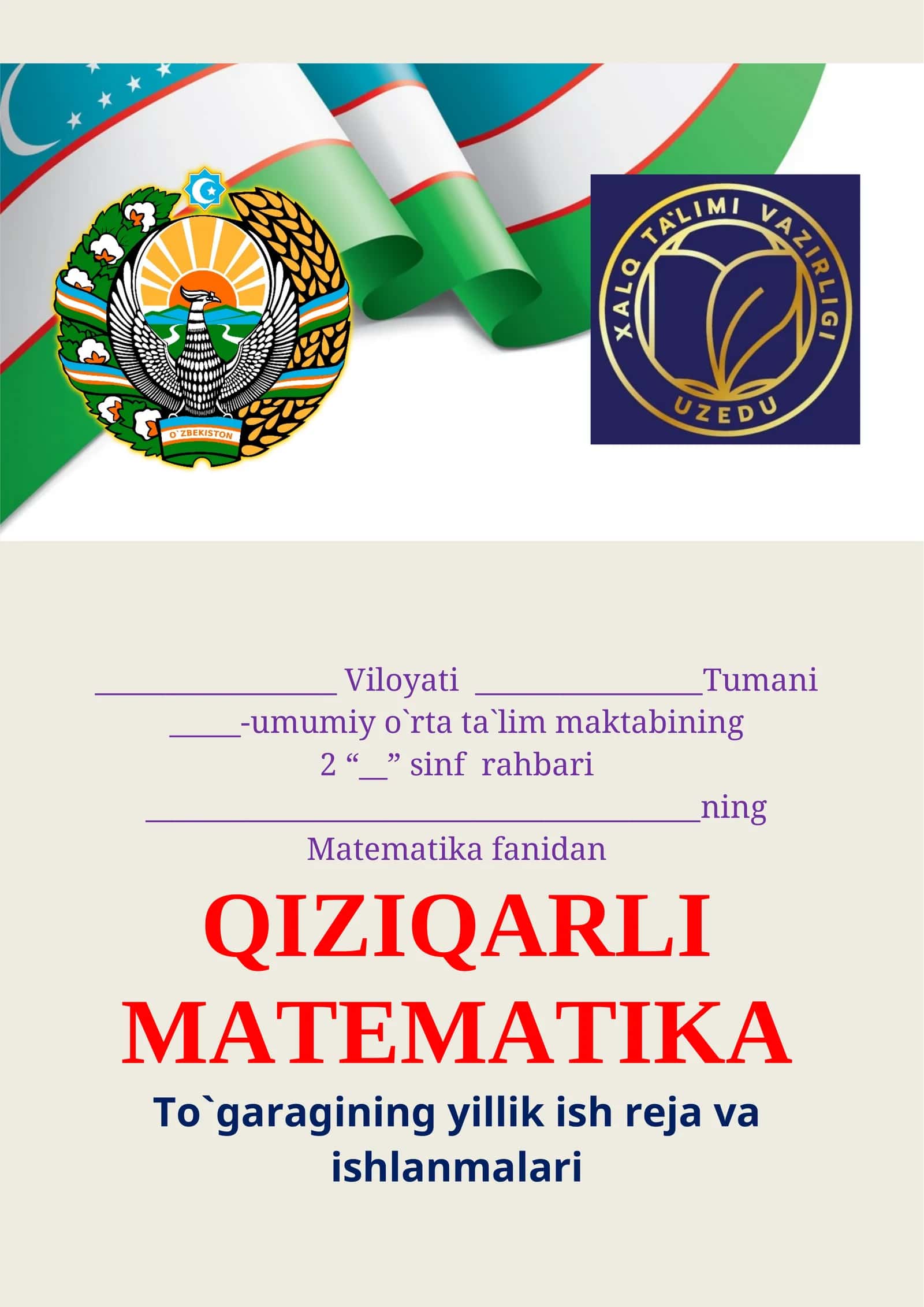 2-sinf Matematika fanidan to'garak konspekti