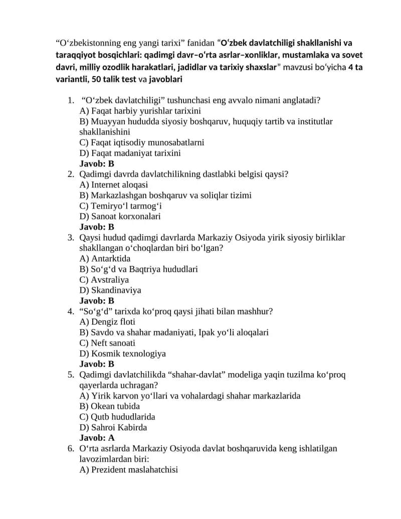 O'zbekistonning eng yangi tarixi