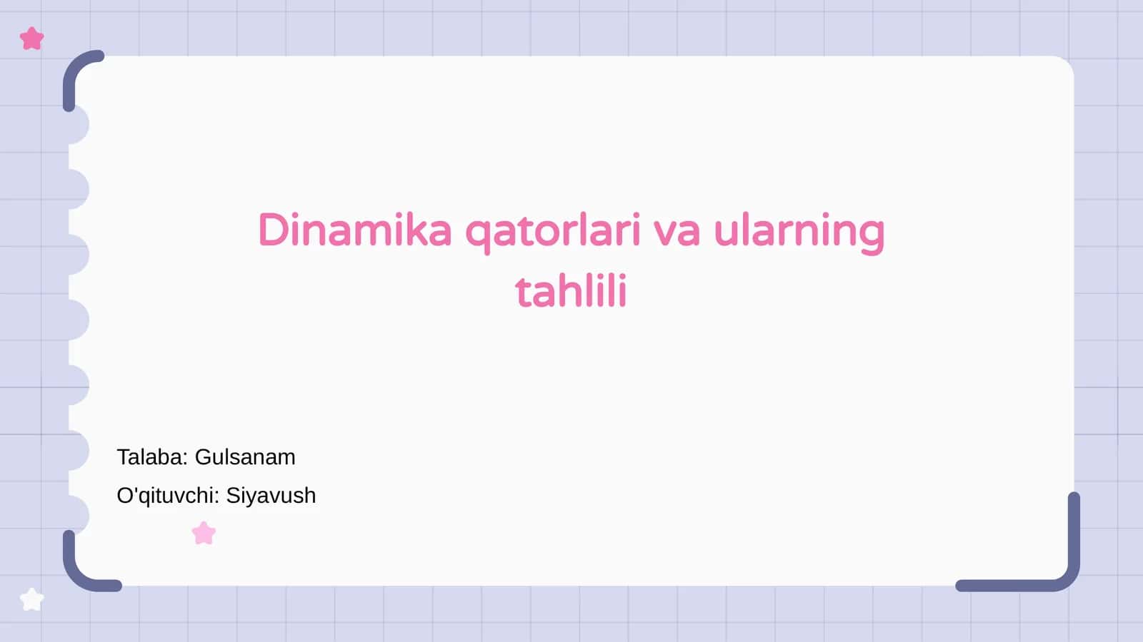 Dinamika qatorlari va ularning tahlili