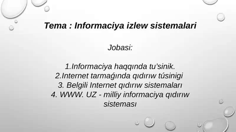 Informaciya izlew sistemalari