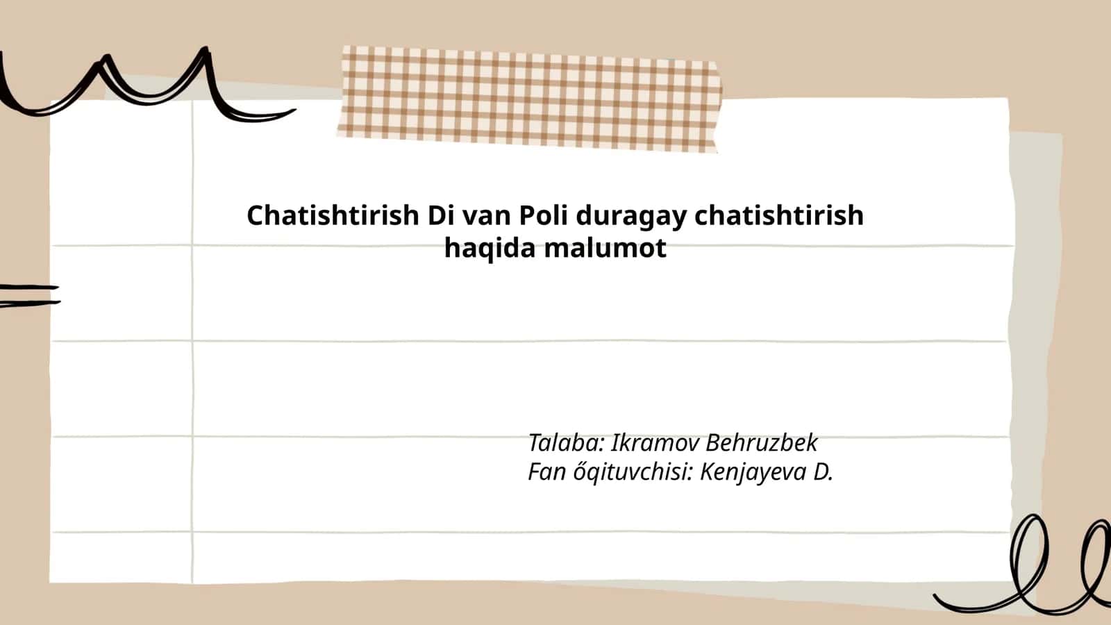 Chatishtirish Di van Poli duragay chatishtirish haqida malumot
