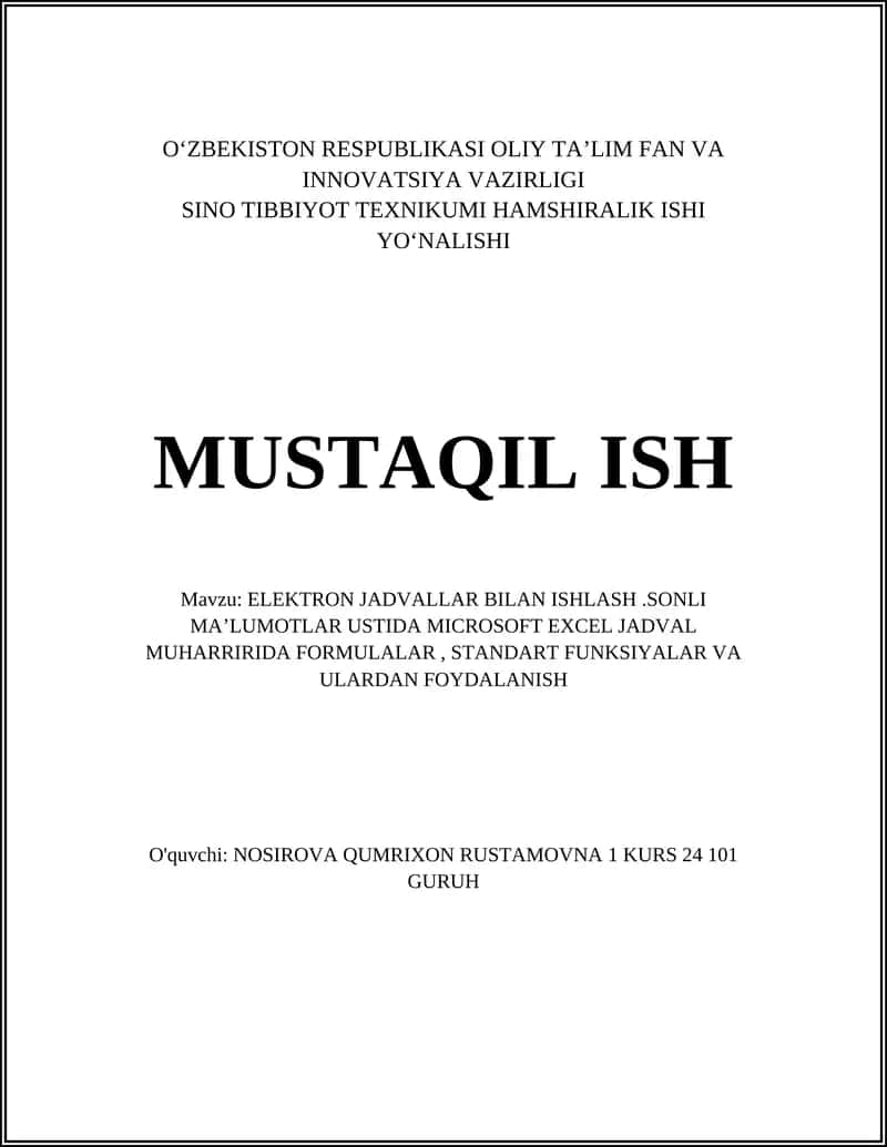 Excel dasturi
