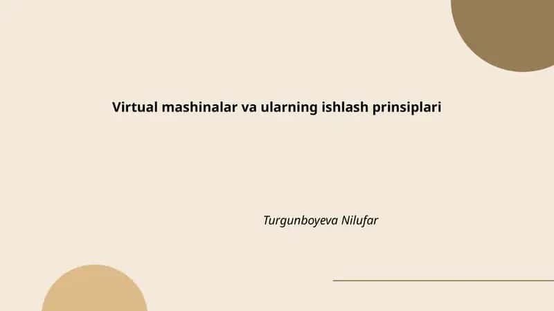 Virtual mashinalar va ularning ishlash prinsiplari