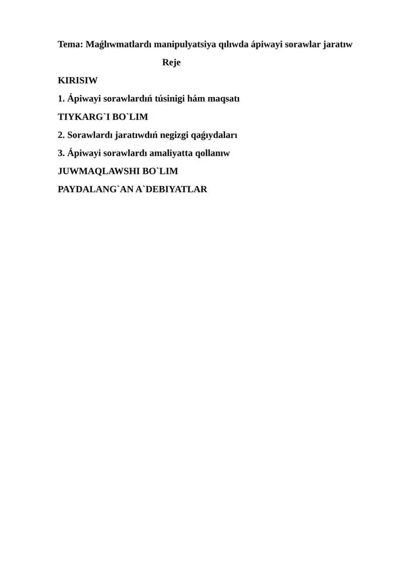 Ápiwayi sorawlar