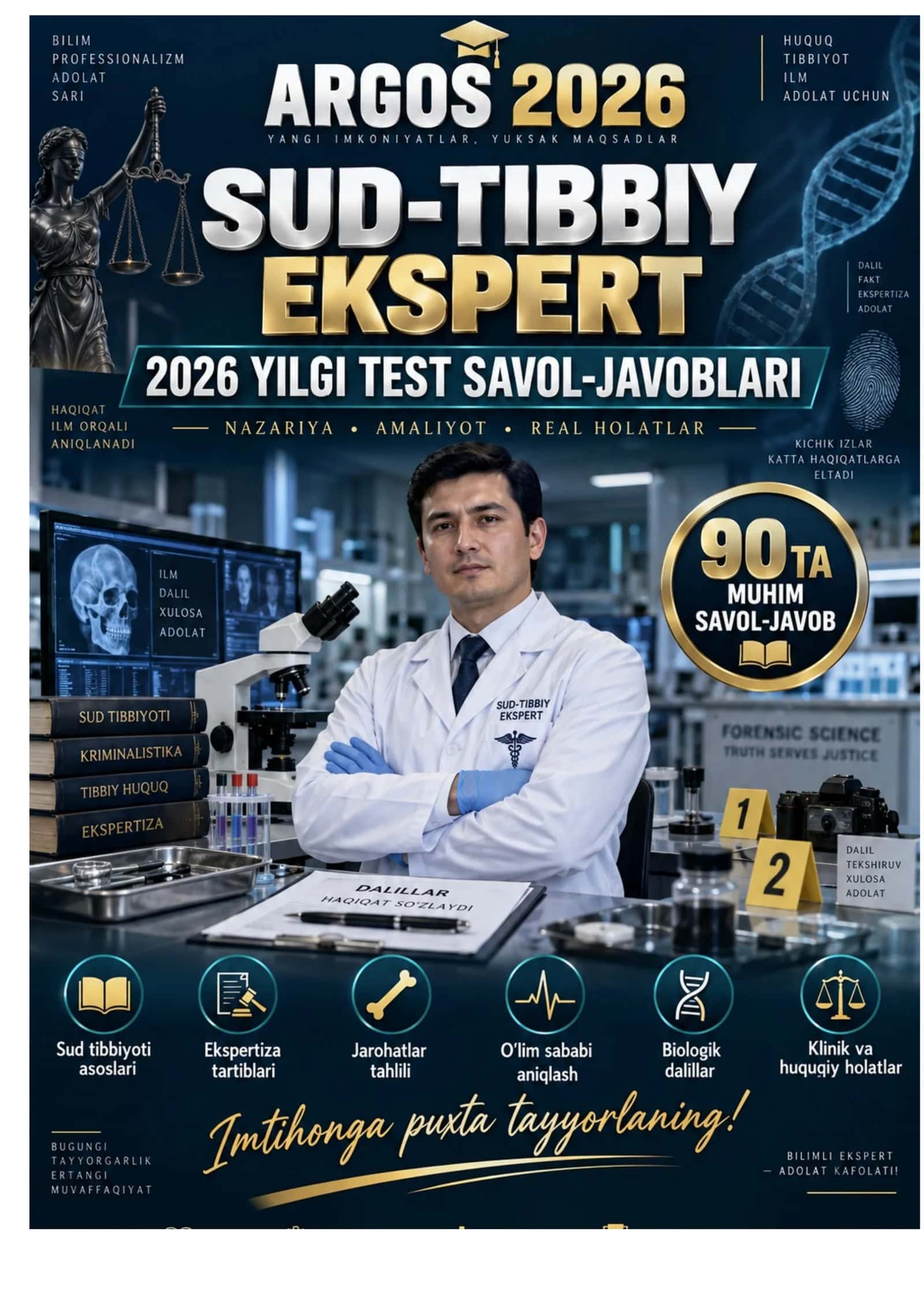 ARGOS 2026 | Sud-Tibbiy Ekspert | 90 ta savol-javob