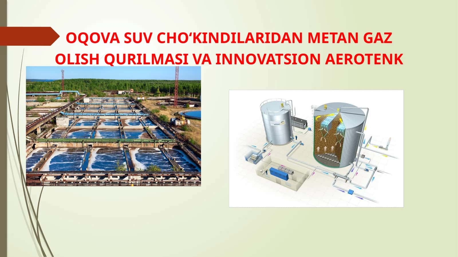 Oqova suv cho‘kindilaridan Metan gazolish qurilmasi