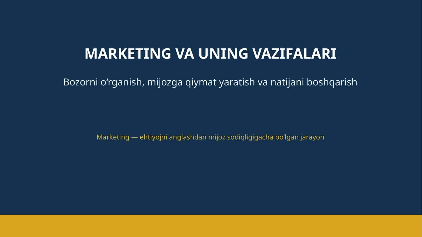 MARKETING VA UNING VAZIFALARI