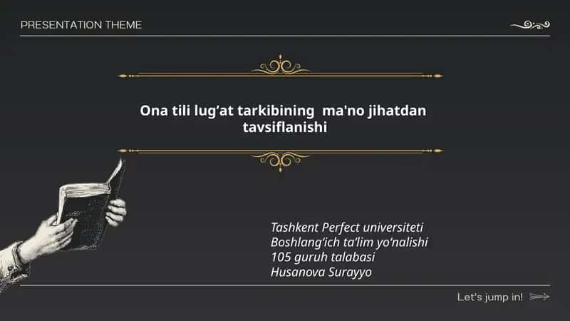 Ona tili lugʻat tarkibining ma'no jihatdan tavsiflanishi