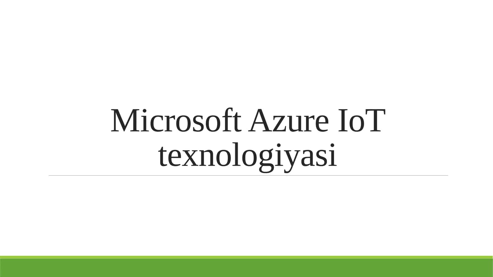 Microsoft Azure IoT texnologiyasi