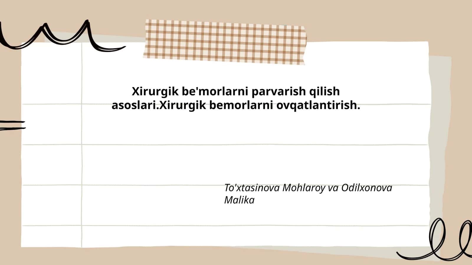 Xirurgik be'morlarni parvarish qilish asoslari