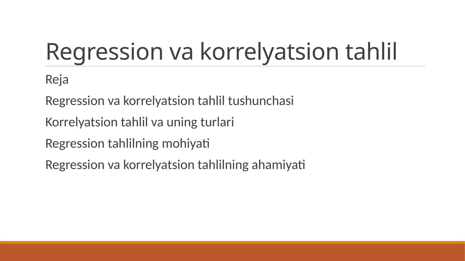 Regression va korrelyatsion tahlil
