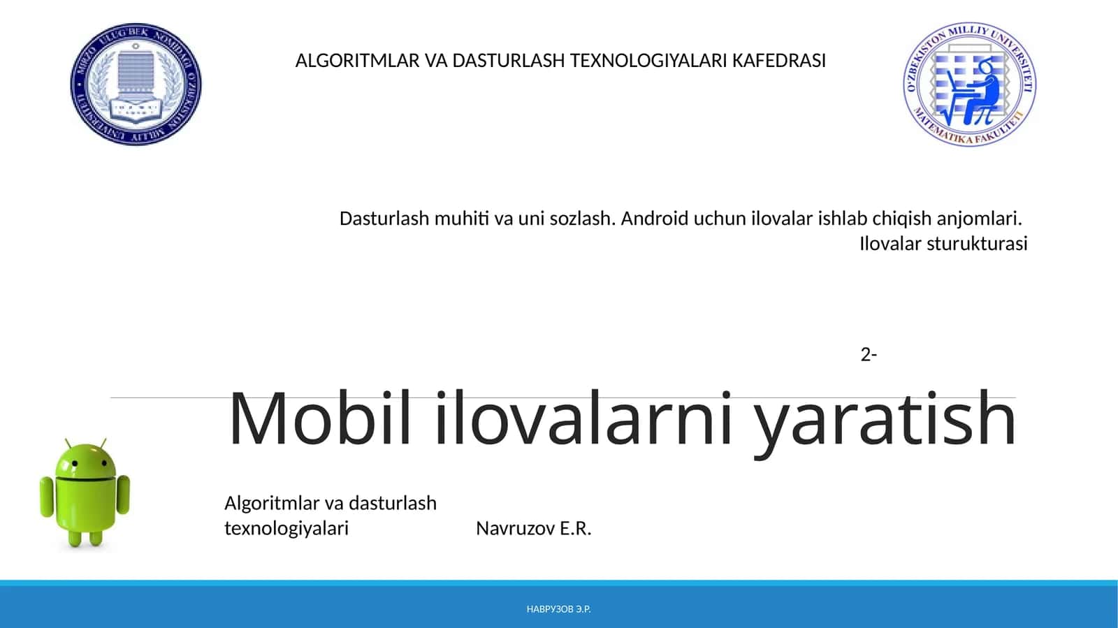Algoritmalar va Dasturlash Texnologiyalari