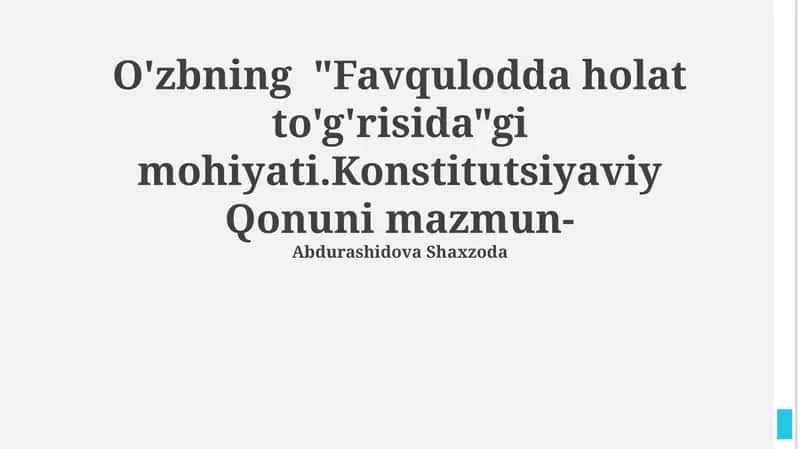 Favqulodda Holat To'g'risidagi Konstitutsiyaviy Qonuni