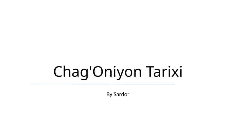 Chag'Oniyon Tarixi