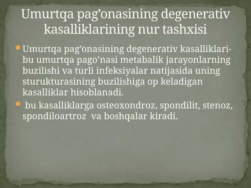 Umurtqapag’ona degenerativ kasalliklari