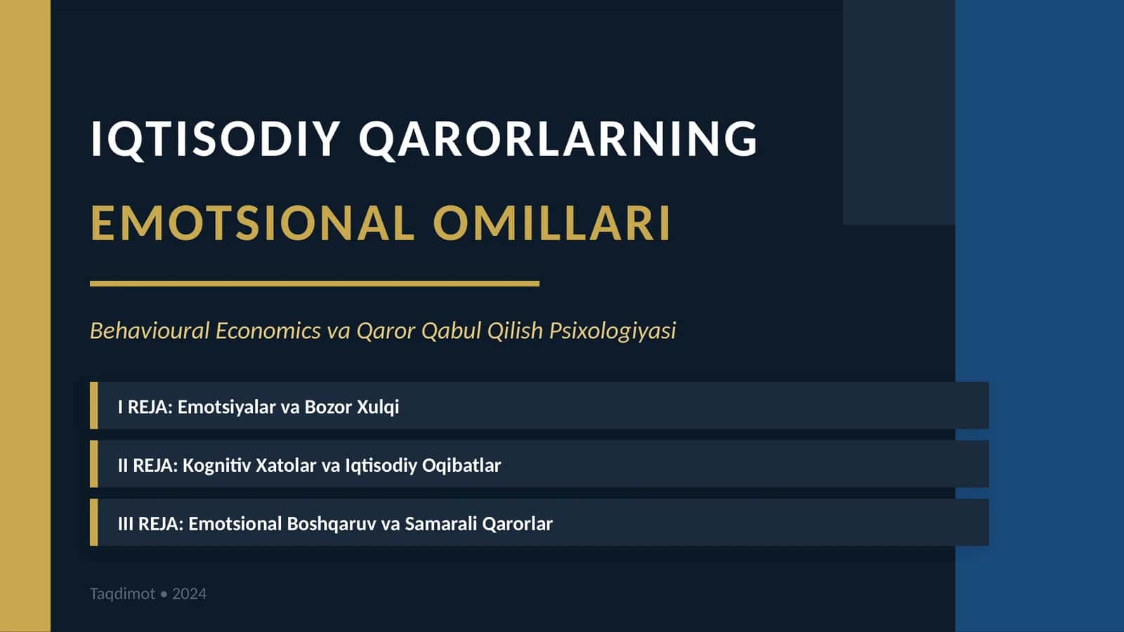 IQTISODIY QARORLARNING EMOTSIONAL OMILLARI