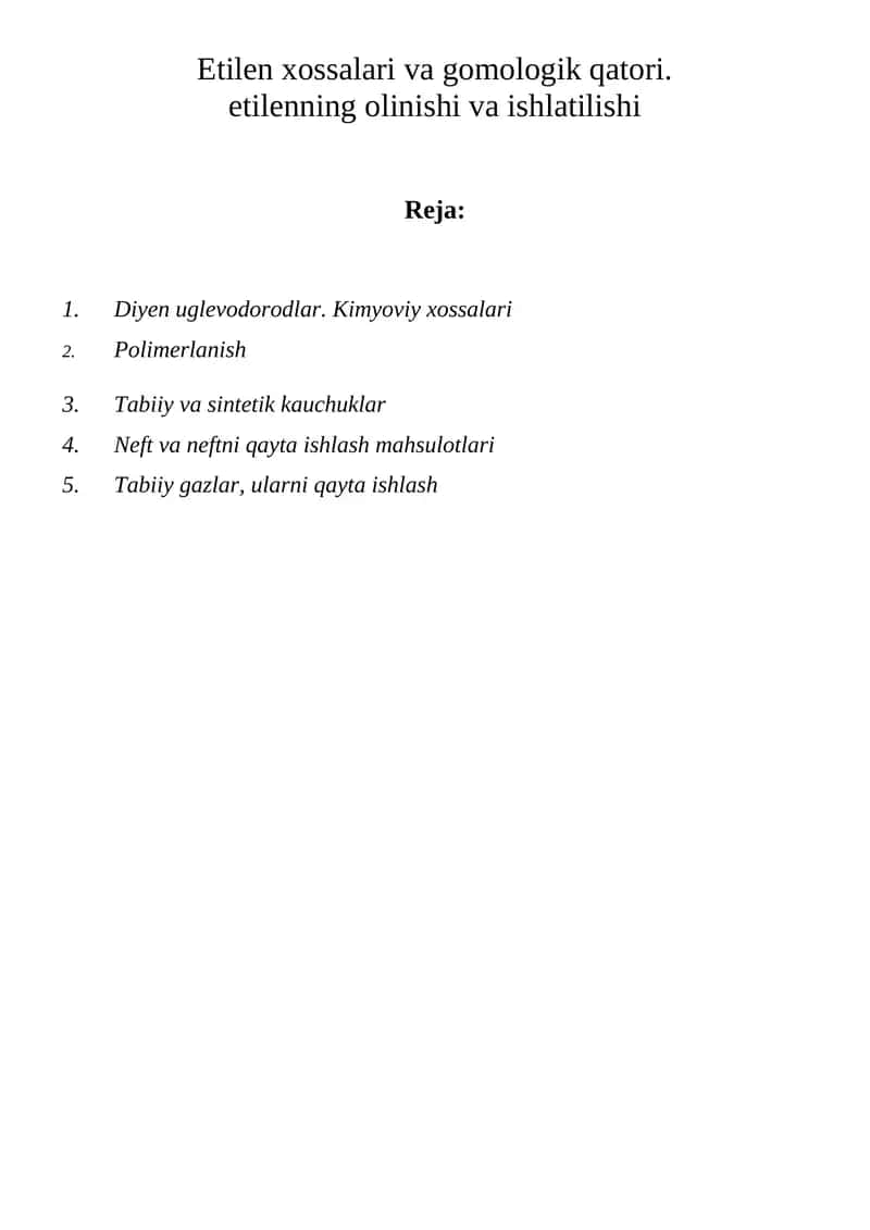 Etilen qatori uglevodorodlari