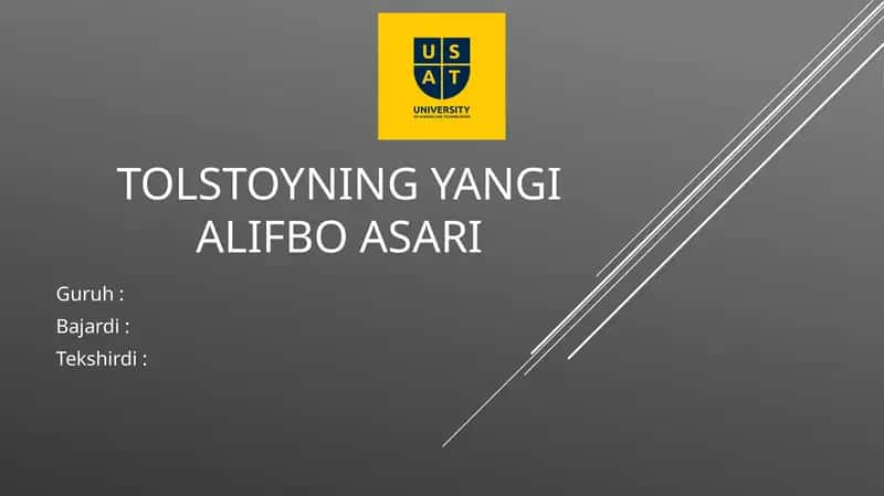 Tolstoyning yangi alifbo asari