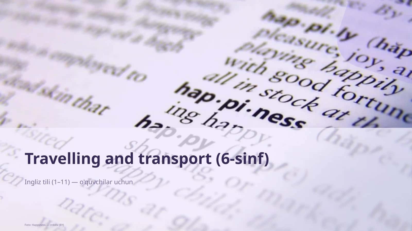 Travelling and transport (6-sinf)
