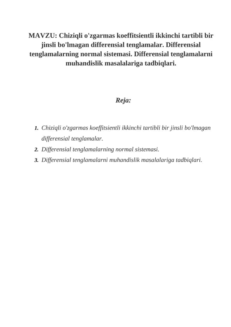 Differensial tenglamalar