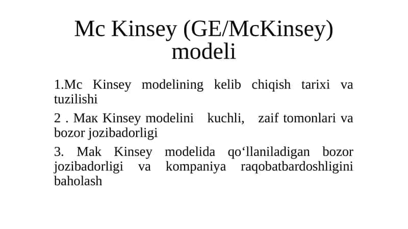 Mc Kinsey modeli