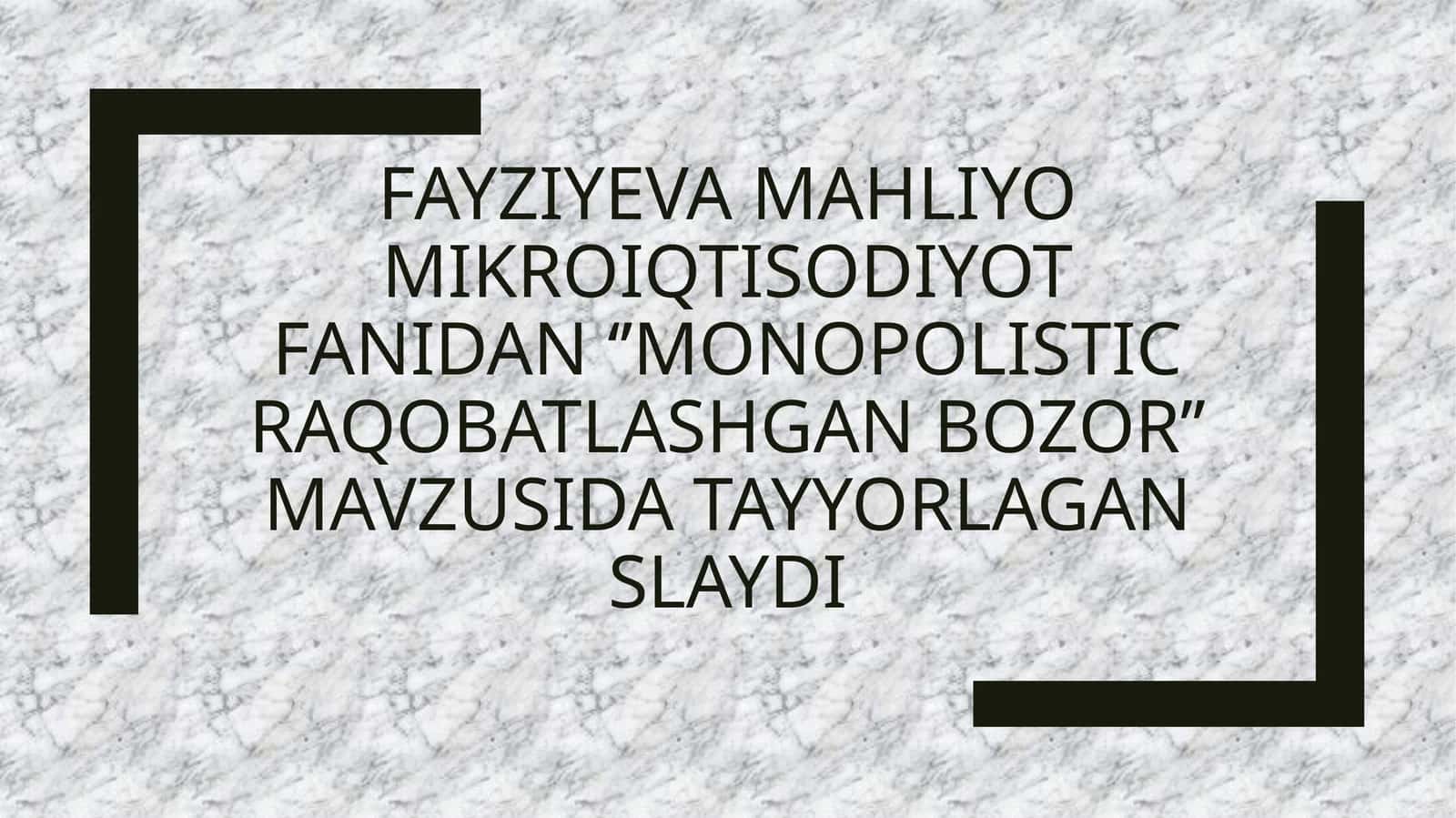 monopolistic raqobatlashgan bozor