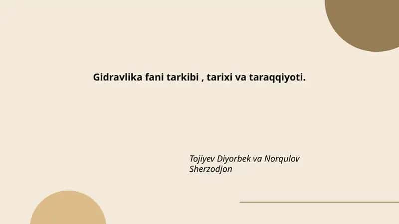 Gidravlika fani tarkibi, tarixi va taraqqiyoti