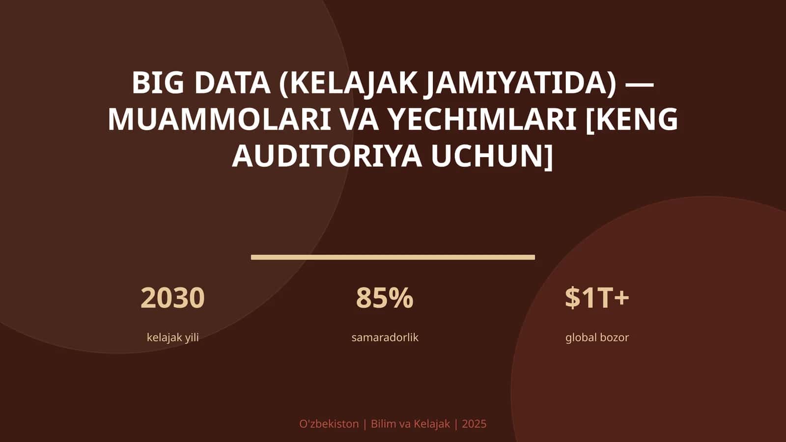 BIG DATA (KELAJAK JAMIYATIDA) — MUAMMOLARI VA YECHIMLARI