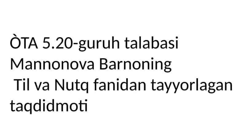 Til va Nutq fanidan ta'lim
