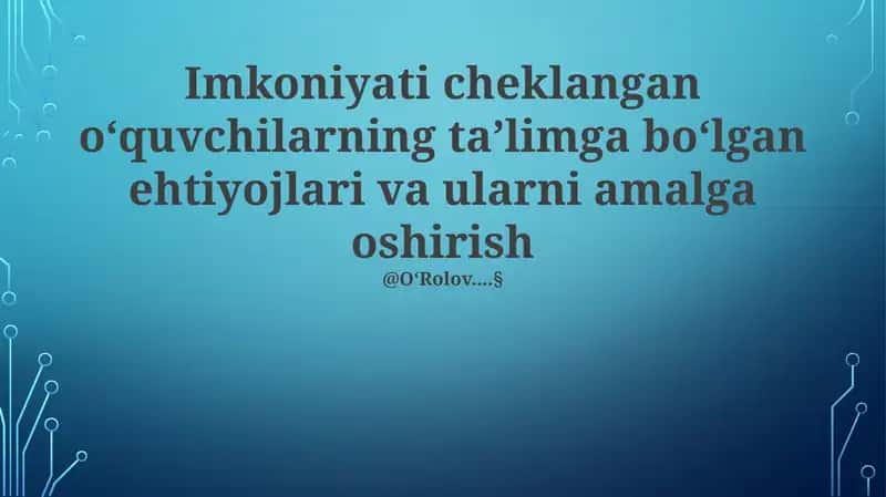 Individualizatsiyalashtirilgan Ta'lim Dasturlari (ITD)